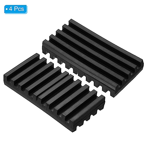 PATIKIL Rubber Anti-Vibration Pads, 4 Pcs Vibration Isolation Mats 4" x 2" x 0.6" for HVAC, Air Conditioner, Air Compressor, Washer, Dryer, Black