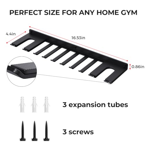 Home Gym Accessories Storage Rack Wall Mount with Heavy Duty Hooks | Home Gym Equipment Storage Rack for Resistance Bands,Cable Attachments,Lifting Belts,Jump Ropes,Chains - size: Large 1 Pack