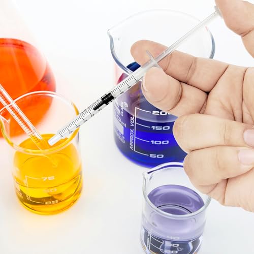 5 PCS 1ml with Cover, Plastic Syringe Small Syringe, Non-Hypodermic Syringes with Cover, with scale for Scientific Labsfor Scientific Labs, Measuring, Feeding Pets (1ml) - size: 1ml