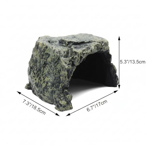 Generic Rock Hide Cave for Reptiles & Amphibians, Large Aquarium Fish Hide Cave Decoration, Stone Cave Hide House Terrarium & Aquarium Accessories for Betta Shrimp Turtle Bearded Dragons Lizards