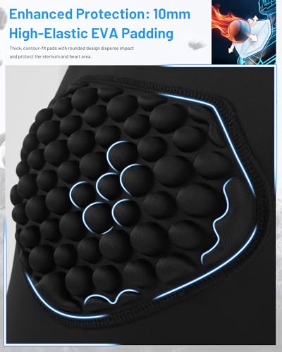 Blueleaf Youth Baseball Chest Protector Padded Compression Sleeveless Shirt Rib Heart Sternum Guard Softball Football - color: Black, size: Medium