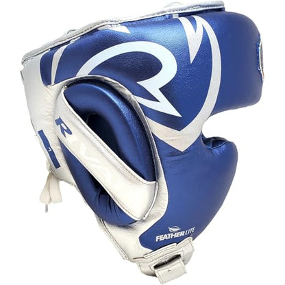 RIVAL Boxing RHG100 Professional Headgear - Lightweight Construction with Wide, Lateral Eye Opening for Maximum Visibility - color: Blue/Silver, size: Medium