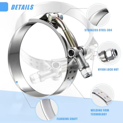 16Pack 2.25" T Bolt Hose Clamps - 304 Stainless Steel Turbo Intake Clamp for Turbo Tubes, Intercooler Pipes, Heavy Duty Radiator Hose Clamps Adjustable Range 64mm-72mm for 2.25" Hose ID - size: 2.50 - 2.83 inches, style: 16pcs t bolt hose clamp