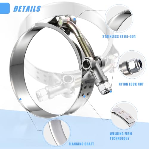 14Pack 1.5" T Bolt Hose Clamps - 304 Stainless Steel Turbo Intake Clamp for Turbo Tubes, Intercooler Pipes, Heavy Duty Radiator Hose Clamps Adjustable Range 46mm-52mm for 1.5" Hose ID - size: 1.80 - 2.04 inches, style: 14pcs t bolt hose clamp