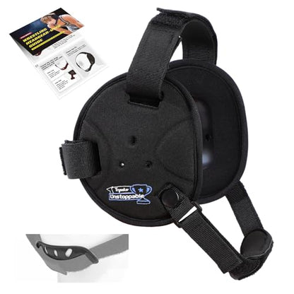 Trymaker Wrestling Headgear, Head Gear for Youth with Chin Cup & Pad - color: Black Headgear & Black Strap