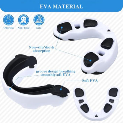 Frienda Adult Mouth Guards for Sports with Case - color: Black With White