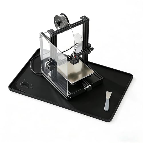Frezonika Silicone Mat for 3D Printers, Anti-Slip Pad Compatible with Flashforge, Comgrow, Elegoo, Bambulab and Most of 3D Printers, Desk Surface Protector 3D Printer Accessories 23.6x15.8in (Black)