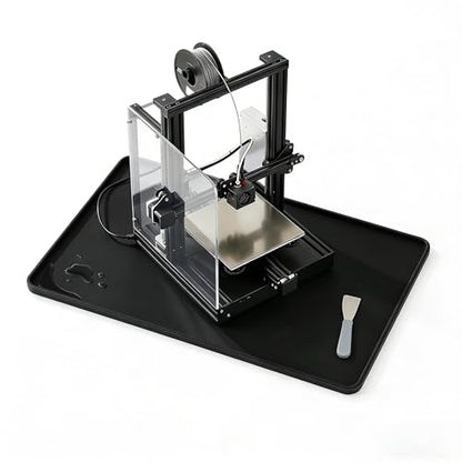Frezonika Silicone Mat for 3D Printers, Anti-Slip Pad Compatible with Flashforge, Comgrow, Elegoo, Bambulab and Most of 3D Printers, Desk Surface Protector 3D Printer Accessories 23.6x15.8in (Black)