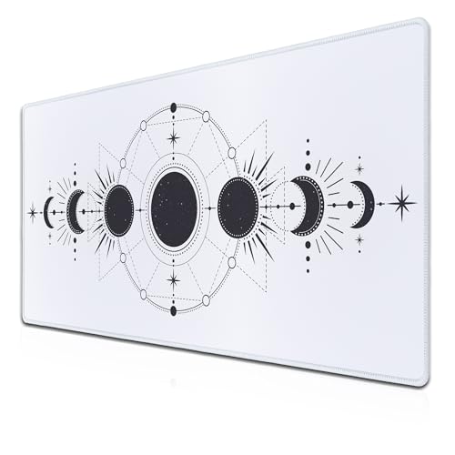Large Desk Pads White Mice Pad Big Mouse Pad Gaming Mousepads Long Desk Pad Waterproof Non-Slip Rubber Base 35.4 X 15.7 for Game Office, Mysterious Moonlight Activity Stages - color: Mysterious Moonlight