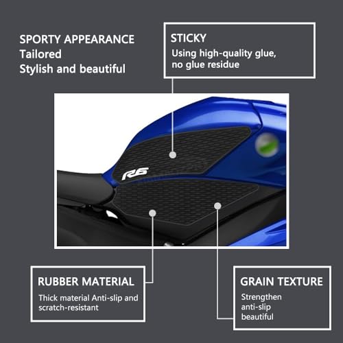YZF-R6 Side Fuel Tank Pad 2017-2021 - Protective Anti-Slip Knee Grip Traction Sticker for R6 Accessories