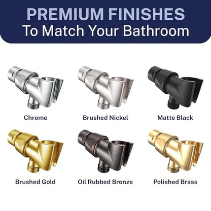 HammerHead Showers® Solid Metal Handheld Shower Head Holder - Chrome - Adjustable Shower Wand Holder with Wall Hook Bracket and Pivot Ball - Hand Held Shower Head Holder - Shower Hose Holder
