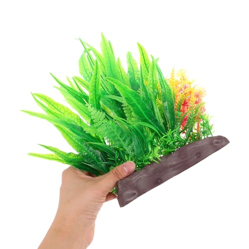 BESTonZON Artificial Aquarium Plants Fish Tank Decor, Plastic Simulation Aquatic Grass with Weighted Base, Fake Water Grass Decoration for Freshwater and Saltwater Tanks