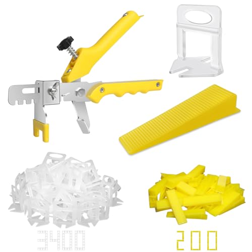Tile Leveling System with Tile Plier - 3400-Piece Tile Spacers Clips and 200-Piece Reusable Wedges - Tile Tools Set for Stone Installation - size: 1/8 Inch * 3400 Spacers