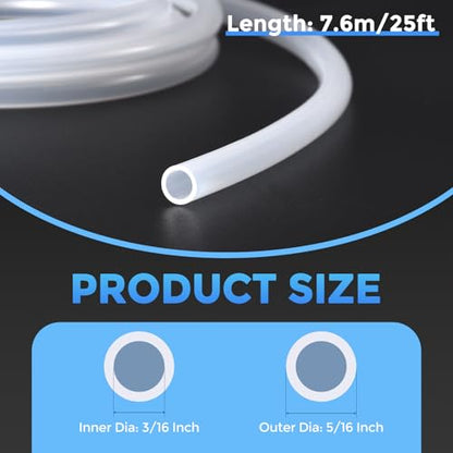 Silicone Tubing,3/16" ID x 5/16" OD Pure Silicon Tube High Temp Silicone Hose [for Home Brewing Wine Making, Beer Line, Aquaponics]-25 ft Length/Clear - size: 3/16" ID x 5/16" OD, style: 25 Feet