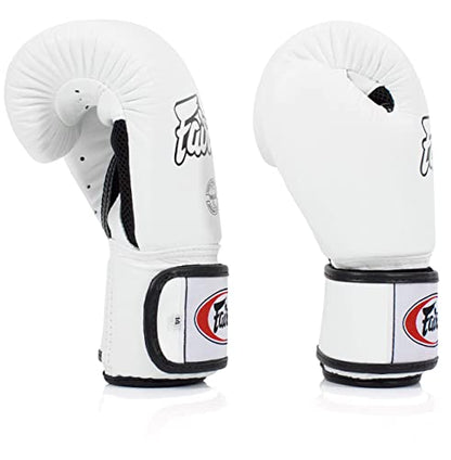Fairtex BGV1BR Breathable Boxing Gloves, Lightweight Shock Absorbent Gear - color: White, size: 10 oz