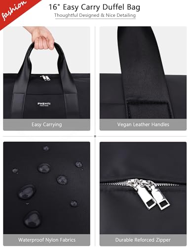16" Gym Bag for Women,with Shoes Compartment and Waterproof Pocket(Black) - color: Black, size: 16" Small Size