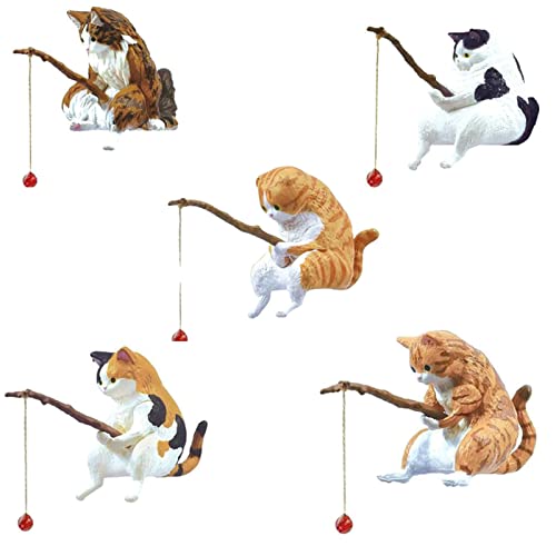 Miniature Fishing Cat Aquarium Decor Mini Animal Figurine Statue Aquarium Animal Decorations Small Fishing Cat Miniature Figurines Set for Freshwater Saltwater Fish Tanks Decor