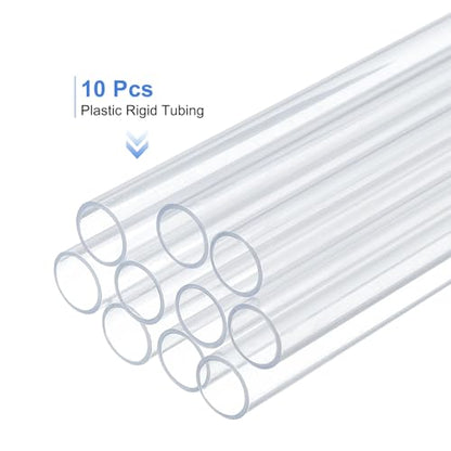 uxcell 10 Pcs Clear Plastic Rigid Tubing 10mm ID x 12mm OD, 0.5 Meters Length Round Polycarbonate Tubing for Aquarium Water Pipe, Water Cooling System, Plumbing - size: 10mm x 12mm