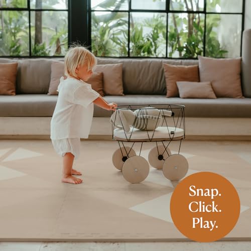Toddlekind Playmat - Premium Foam Playmat, 4 x 6 feet, 6 Tile Extra Thick Foam Floor Puzzle Mat for Babies/Toddlers Stylish, Non-Toxic, Odorless. Perfect for Tummy Time, Crawling, and Play. Ideal for Nursery and Playroom. 0m+ (Golden Beige) | 4' X 6' Non-