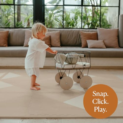 Toddlekind Playmat - Premium Foam Playmat, 4 x 6 feet, 6 Tile Extra Thick Foam Floor Puzzle Mat for Babies/Toddlers Stylish, Non-Toxic, Odorless. Perfect for Tummy Time, Crawling, and Play. Ideal for Nursery and Playroom. 0m+ (Golden Beige) | 4' X 6' Non-