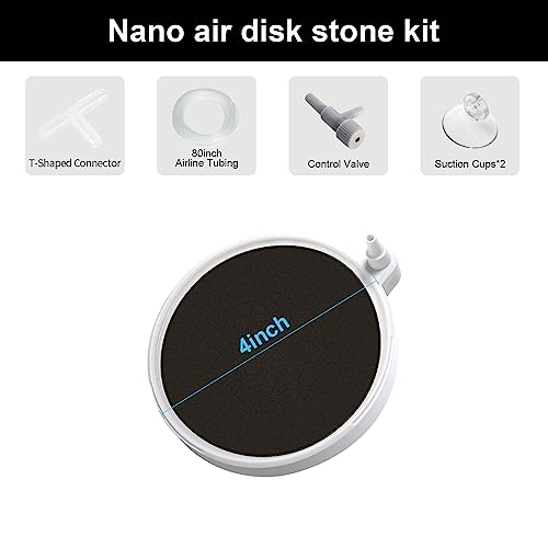 Aquarium Air Stones Oxygen Bubbler, 4 Inch Fish Tank Quiet Oxygen Aerator, Air Pump Accessories Airstones for Fish Tank and Hydroponics