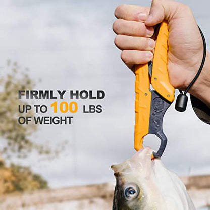 7.5''/9'' Floating Fish Gripper, Fishing Grabber, Catfish Mouth Pliers, Caught Bass Holder, Digital Scale Hook Clamp, Saltwater Lip Grip Tool with Lanyard, Gifts for Men