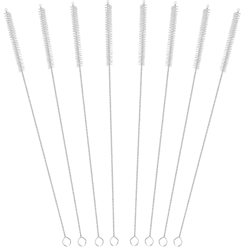 Straw Cleaner Brush Extra Long 14 Inch, 8-PCS Straw Brush Extra Long with 304 Stainless Steel Handle, Extra Long Pipe Tube Cleaner for Water Bottle, Coffee Kettle and Pipes.