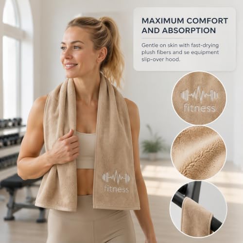 Microfiber Gym Bench Towel with Fitted Corner Hood, Camel - color: Camel