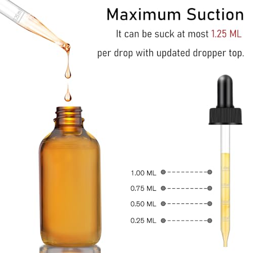 2 Pack 4 oz Amber Dropper Bottles, Tincture Bottles with Dropper, Glass Serum Bottle with Dropper for Essential Oils with Funnel, Labels & Pipette(Unbreakable Plastic Eye Dropper) - color: Amber