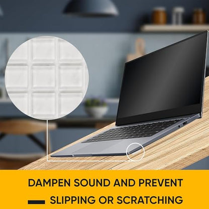20 Clear Silicone Bumper Blocks – 1" x 1" Anti-Slip Pads for Cabinets, Glass Table Tops, and Chairs – Wall Protector & Soft-Close Noise Dampening Pads by Vellax