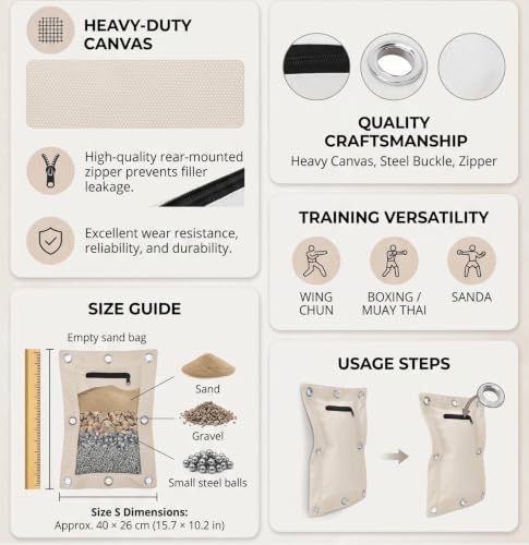 Wing Chun Wall Target, Canvas Punch Empty Sand Bag Target with Zipper Wing Chun Striking Target Wall Mounted Striking Sand Bag for Boxing Muay Thai Sanda
