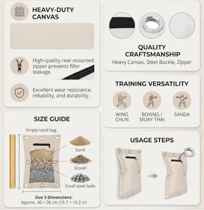 Wing Chun Wall Target, Canvas Punch Empty Sand Bag Target with Zipper Wing Chun Striking Target Wall Mounted Striking Sand Bag for Boxing Muay Thai Sanda