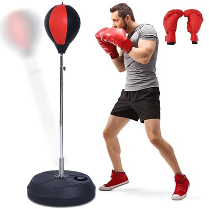 Punching Bag with Stand, Height Adjustable Boxing Speed Bag Adult - size: Adult