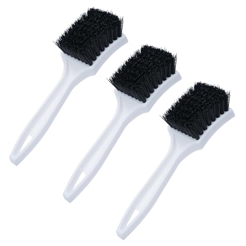 Nanoskin 3-Pack 8.5-Inch Deep Clean Stiff Scrub Brushes for Carpets & Floor Mats, Black Nylon - Pro Automotive Detailing, Home Carpet Scrubber, Easy Grip Handles, High-Performance Cleaning Accessories - color: Black and White, size: 8.5 Inch (Pack of 3)