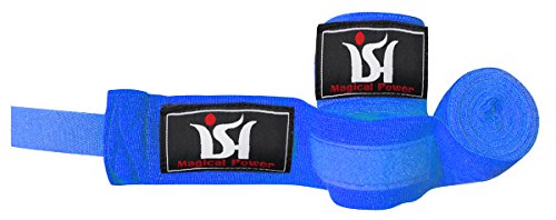 Mexican 180" Elastic Cotton Hand Wraps Bandages for Boxing Kickboxing Muay Thai MMA Training Pair - color: Blue