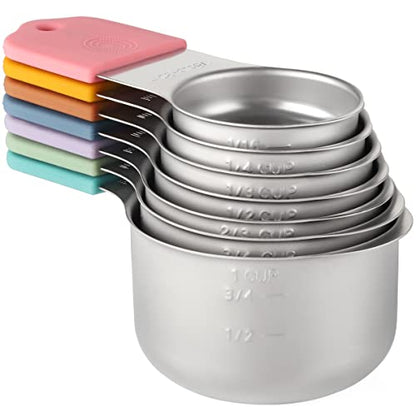 Magnetic Measuring Cups Set of 7 Stainless Steel Heavy Duty Measuring Cups for Dry & Liquid Ingredients (color) - color: color