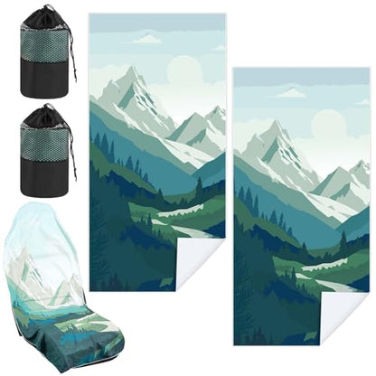Hahafelt 2 Pack Car Seat Towel Cover with Storage Bag, Yosemite - style: Yosemite