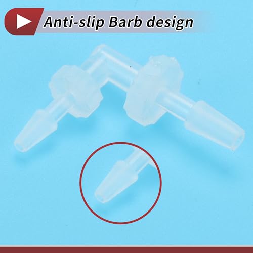 5 Pcs Aquarium Plastic Hose Barb Fitting 1/16" to 3/32" Hose Barb 90 Degree Elbow L Fitting Clear PP - size: 1/16"-3/32"