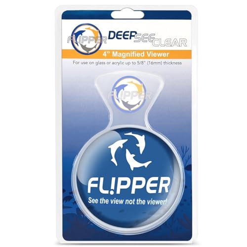 Flipper DeepSee 4" Magnetic Aquarium Viewer – Optical-Grade Magnifying Lens for Glass & Acrylic Tanks up to 5/8" Thick – Hands-Free Underwater Viewing for Fish, Corals & Aquarium Photography – Clear - color: Clear, size: STD 4"