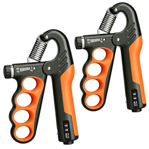 2PCS Adjustable Grip Strength Trainer with Automatic Counter - color: Orange
