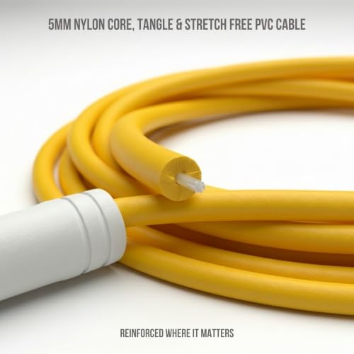 Elevate Rope Jump Rope for Men & Women, 5mm PVC Cable, 10 ft Adjustable - color: Yellow