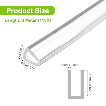 PATIKIL Rubber Seal Strip, 10Ft Flexible U Channel Edge Trim Protector Soundproof Door Seal Strips Fit 3-4m Thick Edge, 9/32"(7mm) Width, 5/16"(8mm) Height, Transparent - size: 9/32"(7mm ) x 5/16"(8mm )