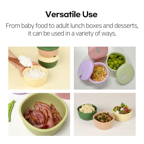 Silicone Food Containers,12oz 350ml 3Pcs 1SET, BPA Free Premium Silicone with Steamhole Lid, Dishwasher,Microwave and Freezer Safe,Semi-persistent Use,Food Grade, FDA