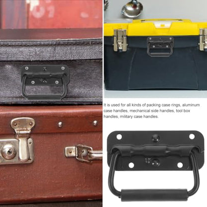 4Pcs Spring Loaded Surface Mount Handles Replacement Boat Ring Pull Handles with Flush Lift Design for Cabinets Toolboxes and Cases 3.9x1.8x1.6In