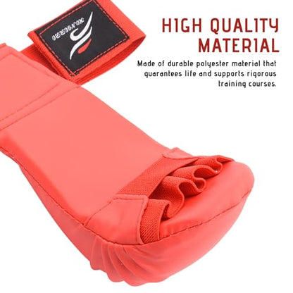 Red Sparring Gear Set, Boxing Headgear Safety Helmet Karate Gloves Karate Shin Guards Boxing Gear Equipment for Beginner Kid Adult Protective Training M