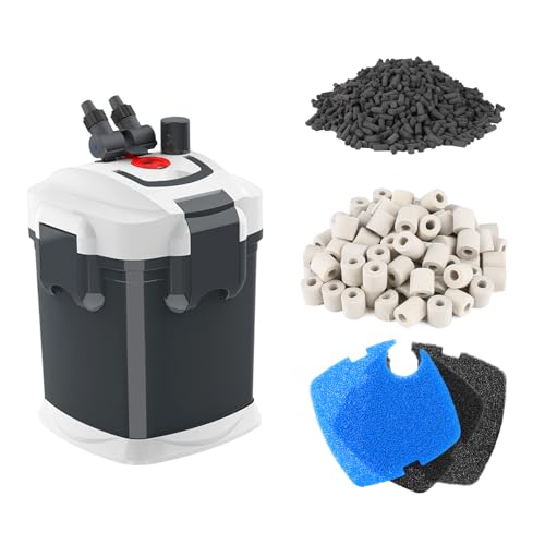 fishkeeper 660GPH Canister Filter, 3-Stage Filtration Aquarium Filter with Quartz Balls and Filter Cotton, Ultra-Quiet External Aquarium Canister Filter for Freshwater and Saltwater up to 230Gal (45W) - size: 45W-660GPH/2500LPH