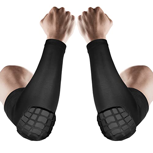 AceList 2PCS Elbow Pads with Padded Compression Shield Shape Arm Sleeves for Protection - Suitable for Basketball, Volleyball - color: Black, size: Medium