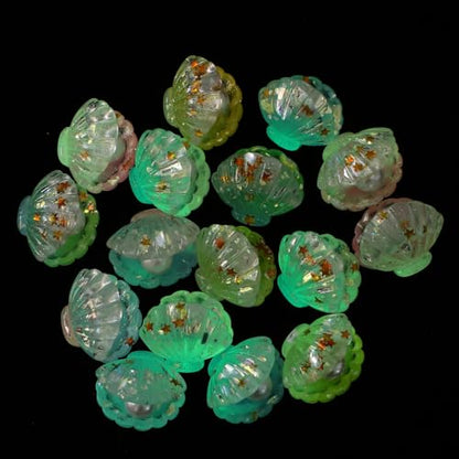 BESPORTBLE Mini Ocean Resin Animals: 16Pcs Luminous Simulated Shell with Pearl Mini Resin Ocean Landscape Decorative Shell Ornaments for DIY Aquarium Potted Micro Fairy Garden Dollhouse