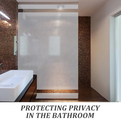 Frosted Glass Window Privacy Film - Heat Control Sun UV Blocking，Removable, Reusable, Opaque, Non Adhesive Static Cling Glass Stickers Door Coverings Decals for Bathroom Home Office - size: 17.5" x 157.5"