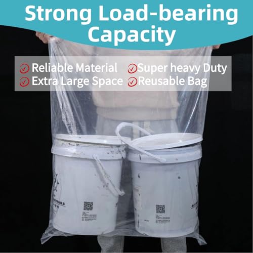 6 Pack XL Clear Plastic Storage Bags, 90x120cm Heavy-Duty Drawstring Bags for Luggage Suitcase Furniture Comforter Bike Blanket, Quilts, Toys & Office Chairs, Reusable